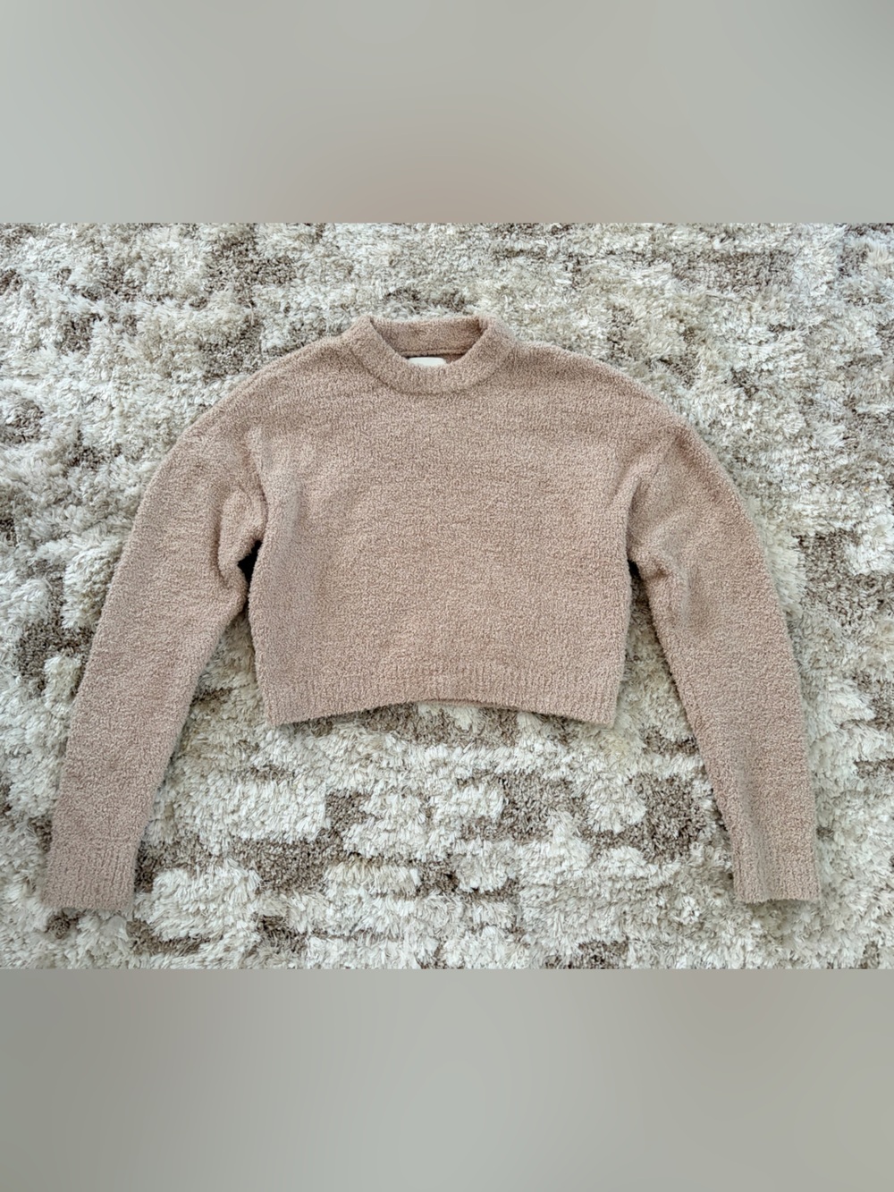 Abercrombie & Fitch Cropped Mock Neck Sweater in Taupe